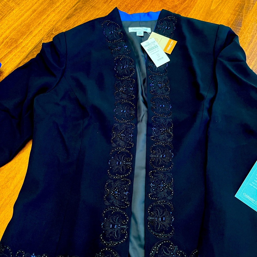 3 piece pantsuit. Fancy occasion Navy. Pants, matching blouse and pants.